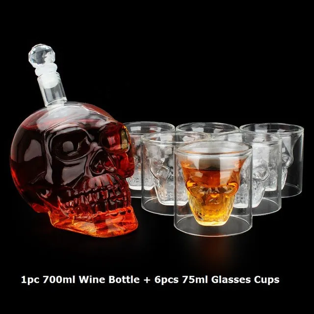 7Pcs/Set Transparent Skull Bottle + Glasses - 700ml Decanter With 75ml  Glasses