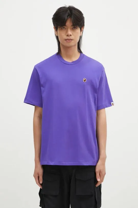 A Bathing Ape cotton t-shirt ONE POINT RELAXED FIT TEE men’s violet color smooth 1K80110345