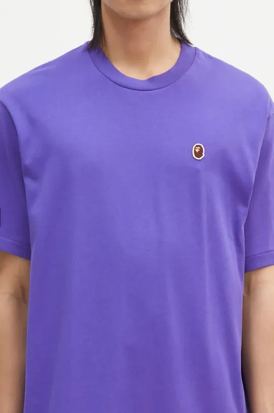 A Bathing Ape cotton t-shirt ONE POINT RELAXED FIT TEE men’s violet color smooth 1K80110345