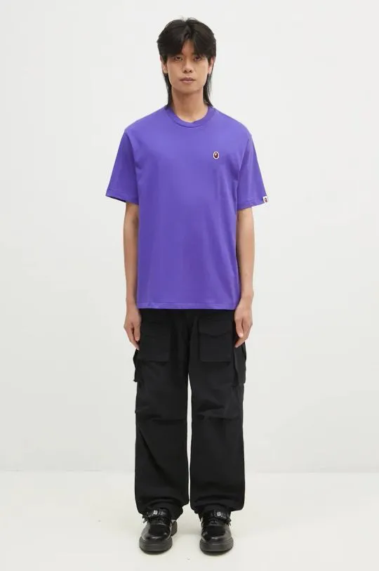 A Bathing Ape cotton t-shirt ONE POINT RELAXED FIT TEE men’s violet color smooth 1K80110345