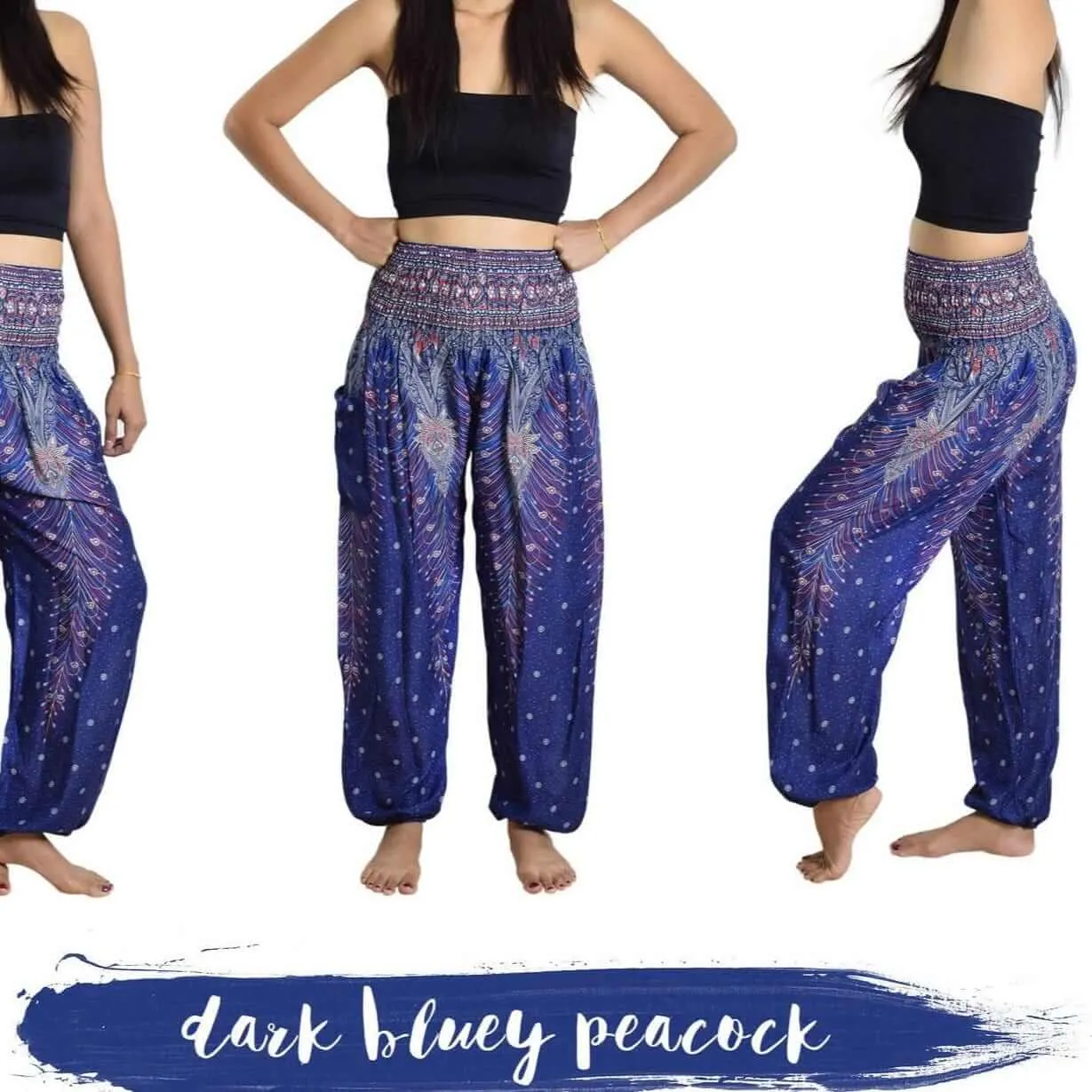 African Rayon light  Peacock High waist pant