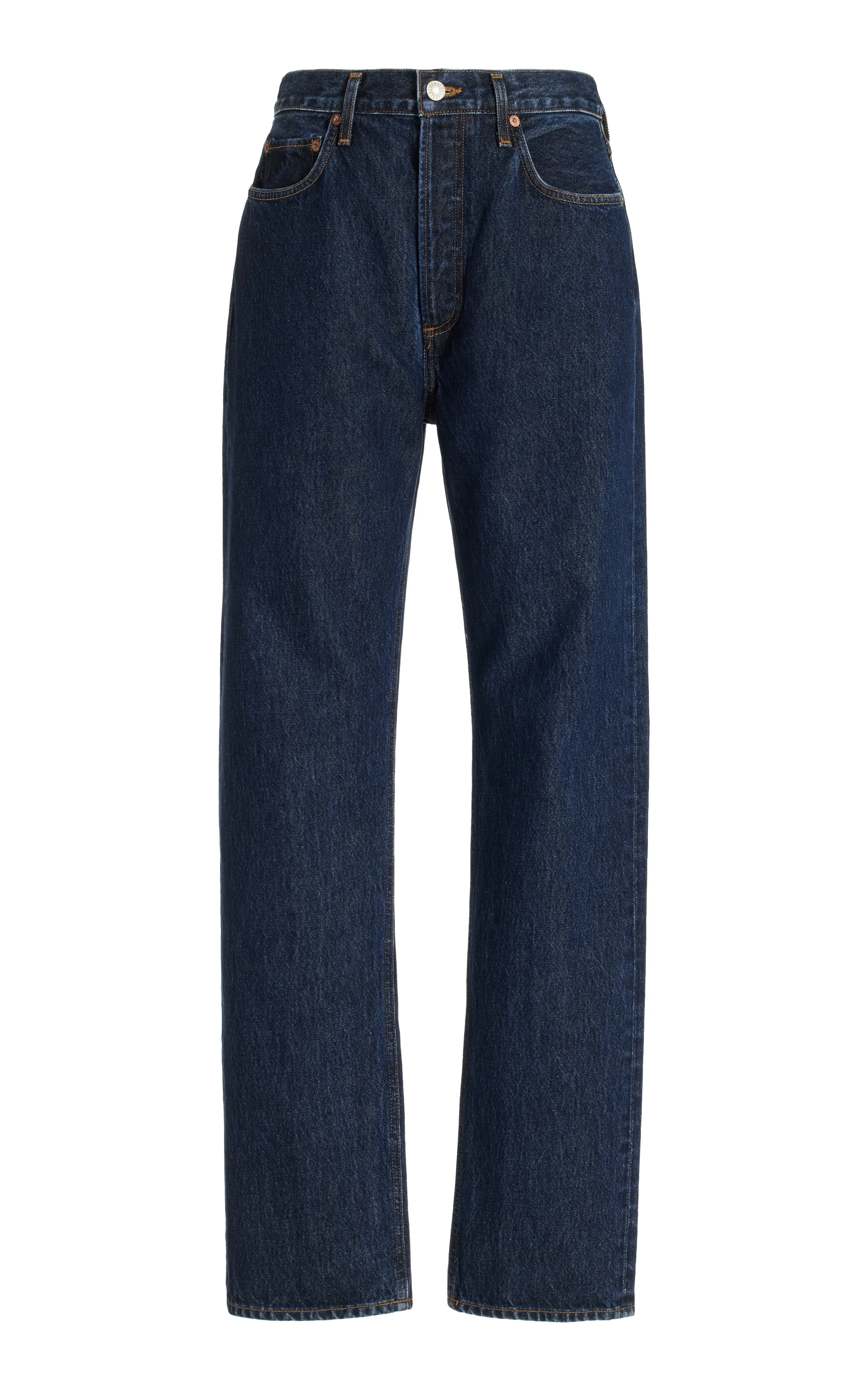 Agolde 90s Pinch Waist Long Rigid High-Rise Straight-Leg Jeans