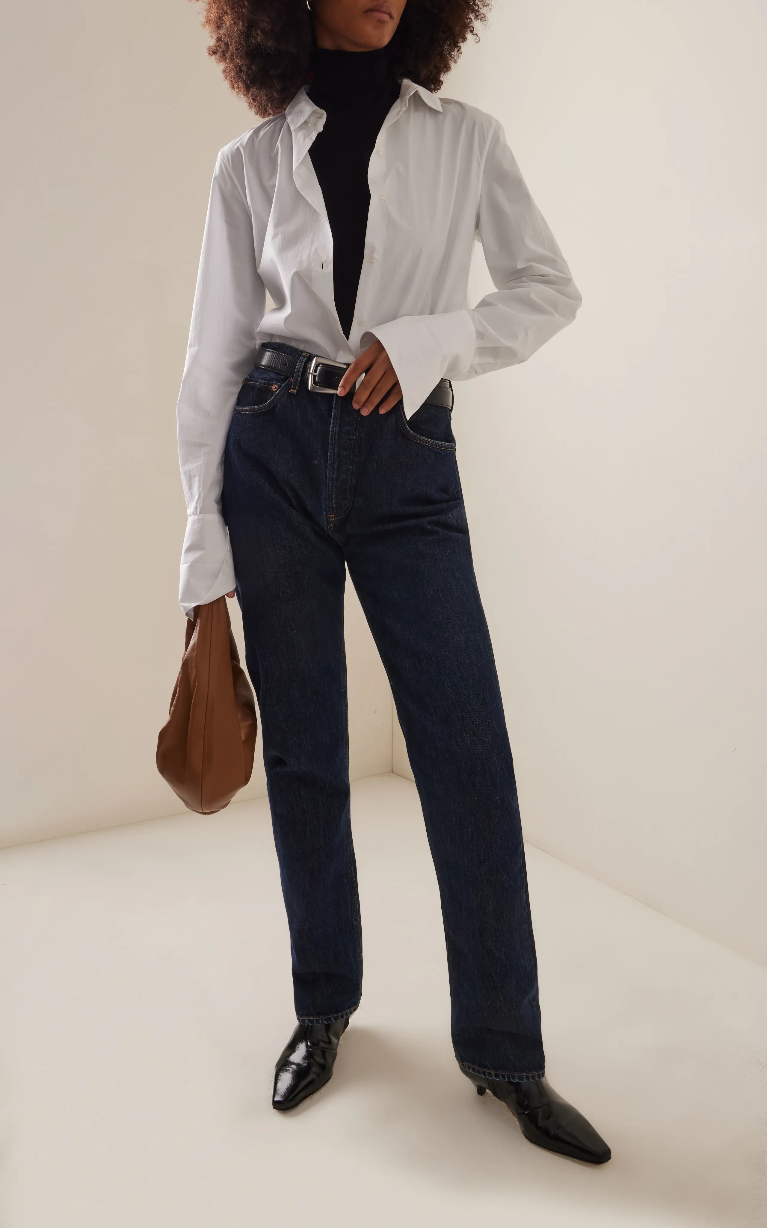 Agolde 90s Pinch Waist Long Rigid High-Rise Straight-Leg Jeans