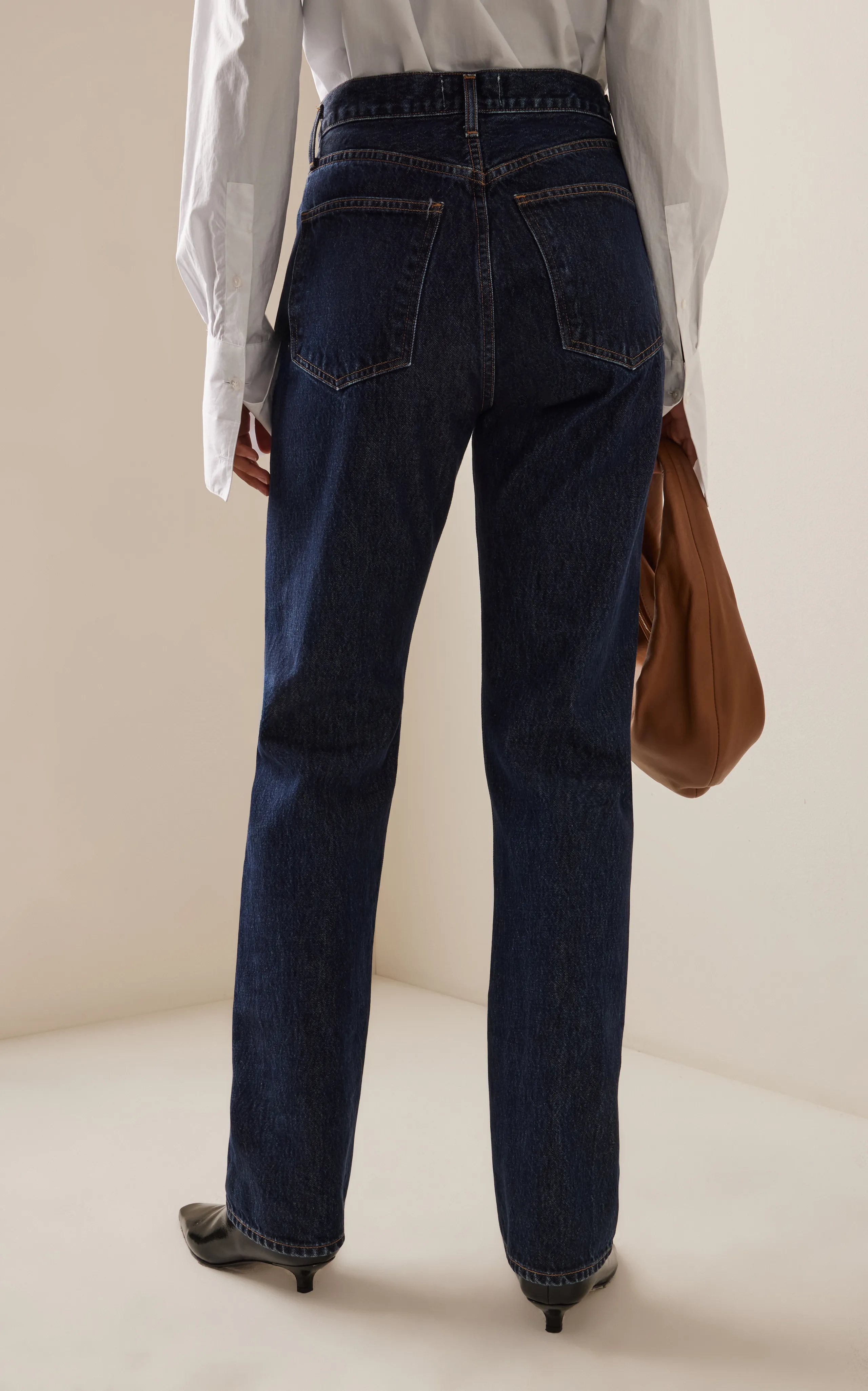 Agolde 90s Pinch Waist Long Rigid High-Rise Straight-Leg Jeans