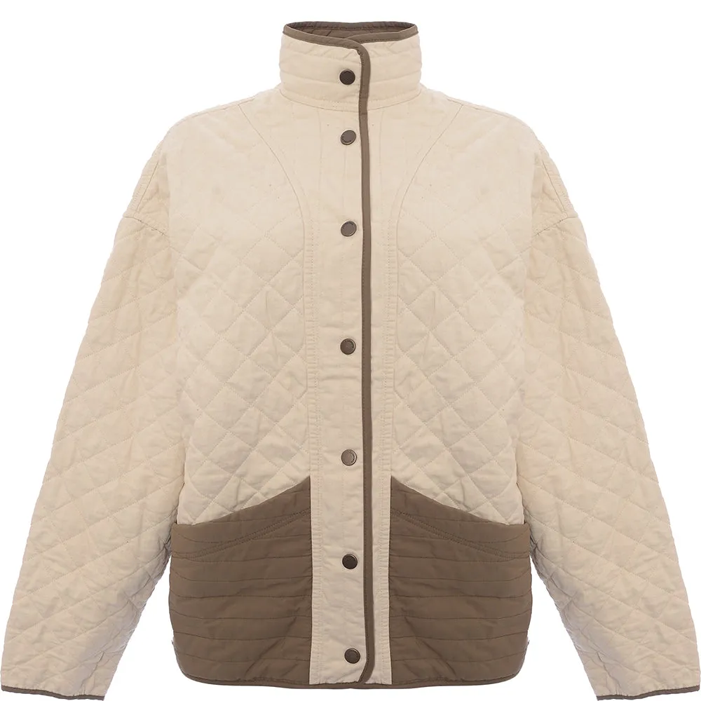 AllSaints Womens Madison Reverse Jacket in White/Khaki