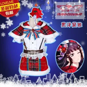 Aqours Love live sunshine! Kurosawa Dia Christmas Cosplay Costume New Year Dress Shirt+Skirt+Cape+Hat+Tie+Gloves+Socks