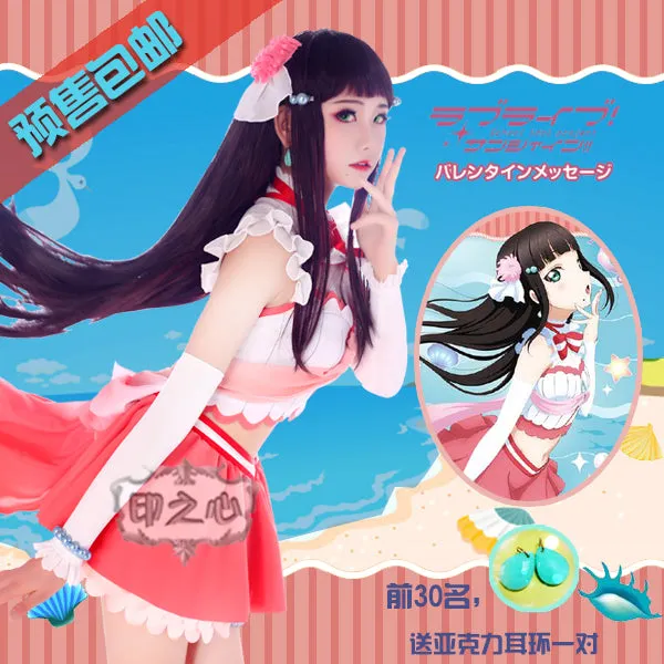 Aqours love live sunshine Kurosawa Dia Cosplay costume Christmas costume New Year Dress Shirt+skirt+Tie+Gloves+Headdress+Bowknot