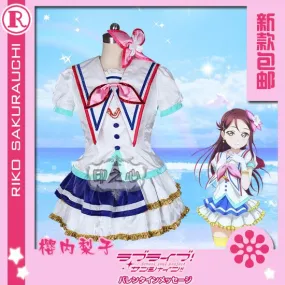 Aqours love live sunshine Sakurauchi Riko Christmas Cosplay Costume New Year Dress Shirt+Skirt+Pants+Tie+Socks+Gloves+Headdress