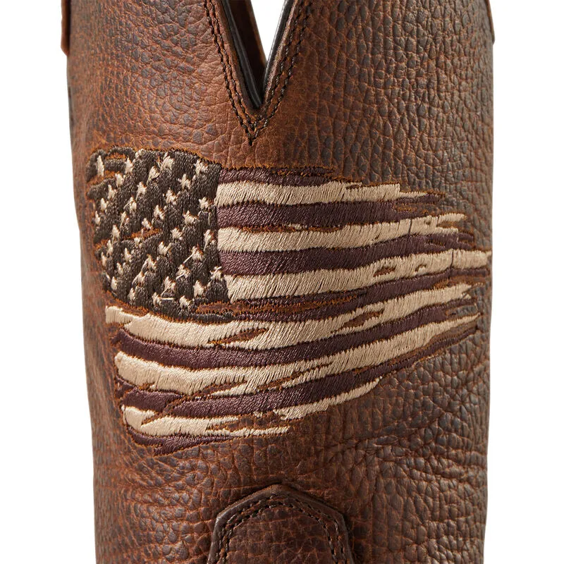 Ariat Mens Sport All Country Western Boot- Cliff Brown/American Flag