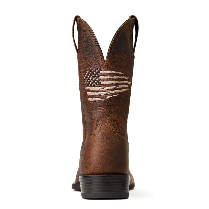 Ariat Mens Sport All Country Western Boot- Cliff Brown/American Flag