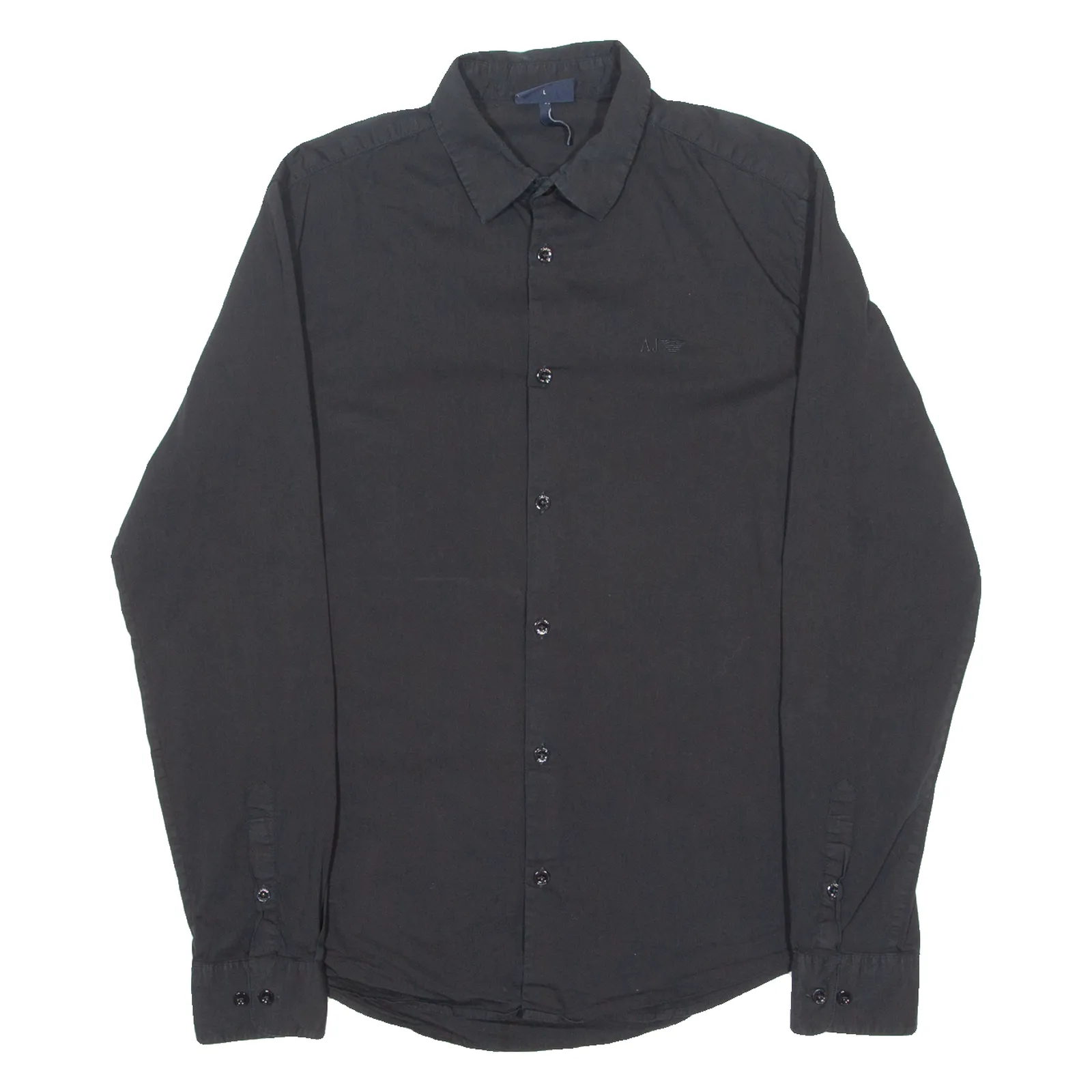 ARMANI JEANS Mens Plain Shirt Black Long Sleeve L