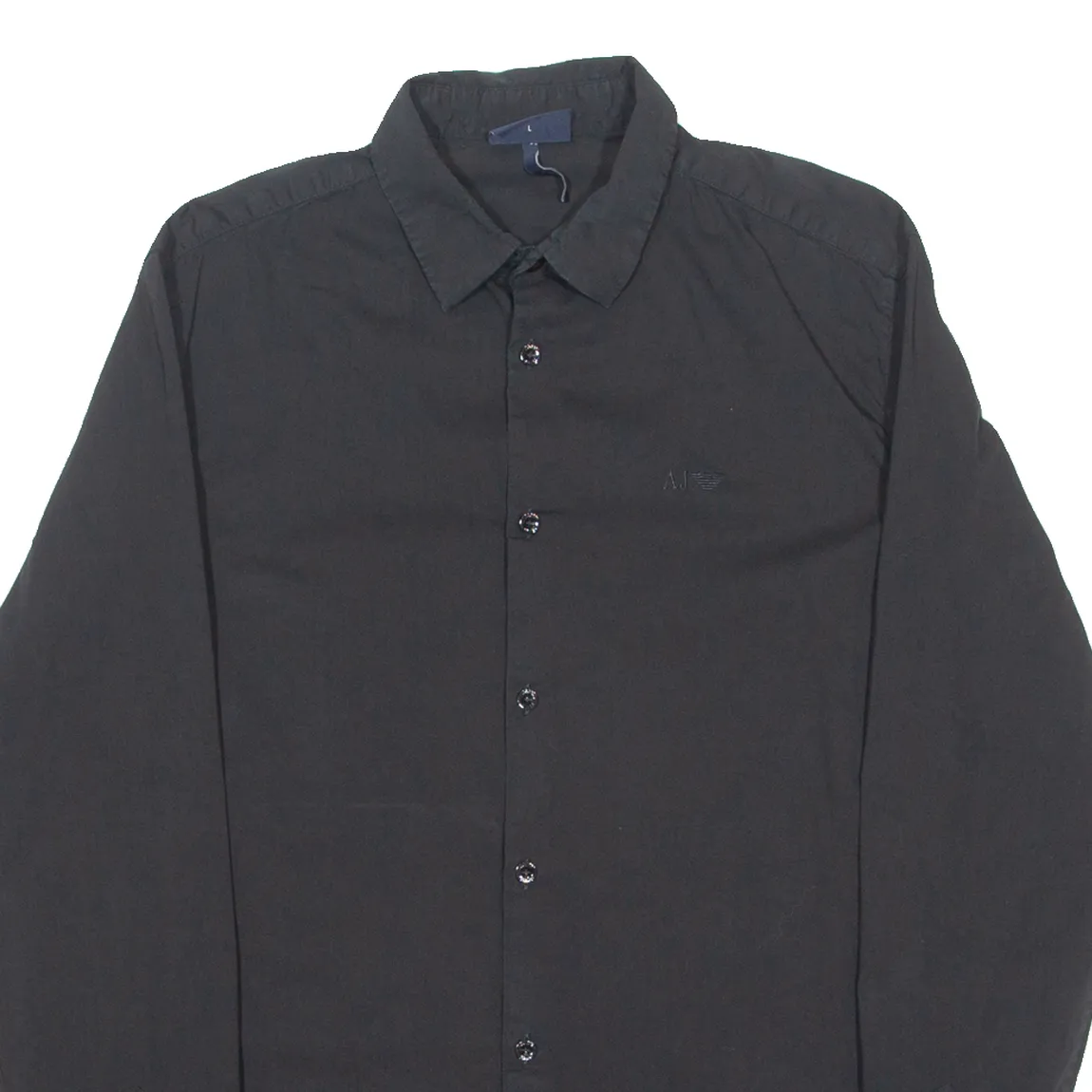 ARMANI JEANS Mens Plain Shirt Black Long Sleeve L