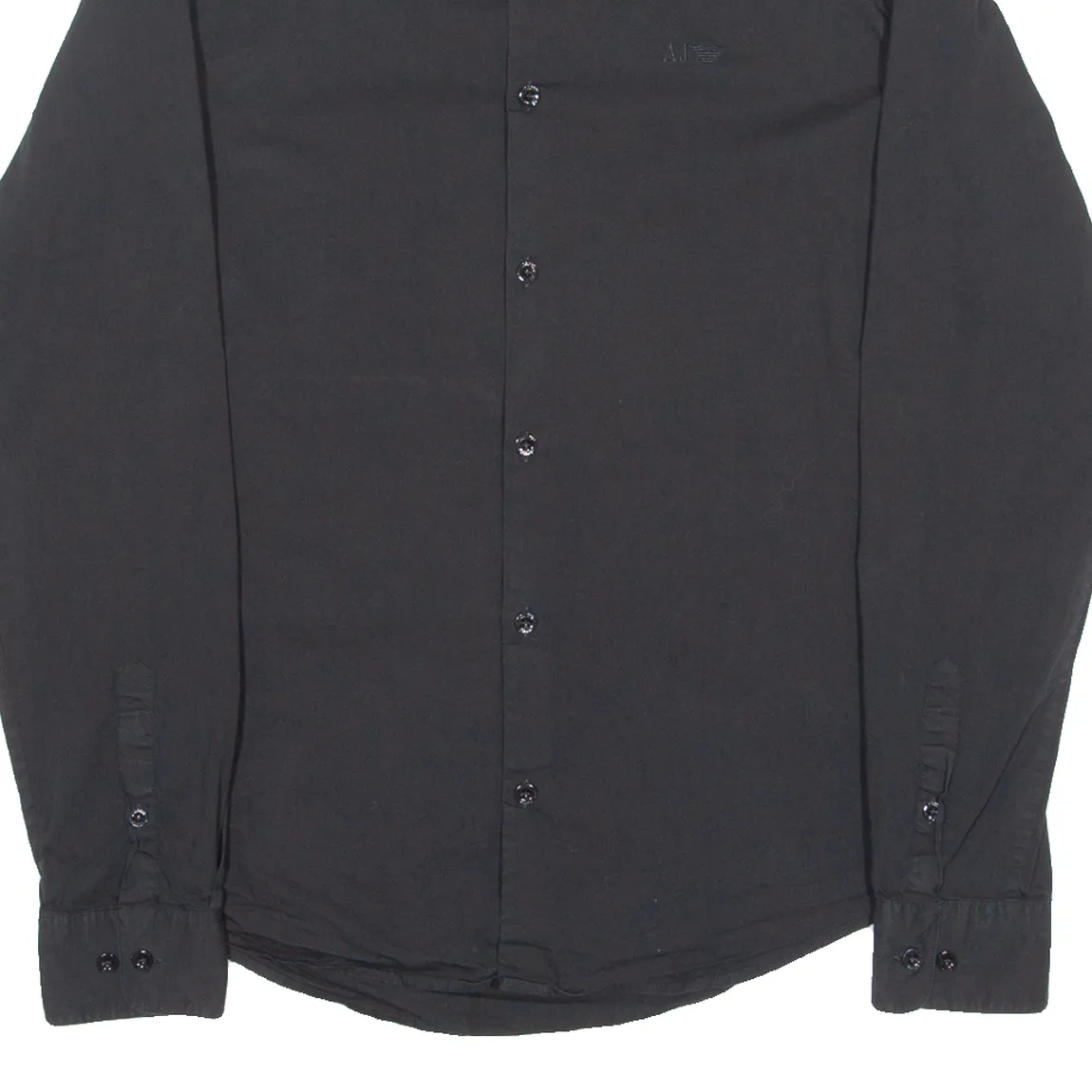 ARMANI JEANS Mens Plain Shirt Black Long Sleeve L