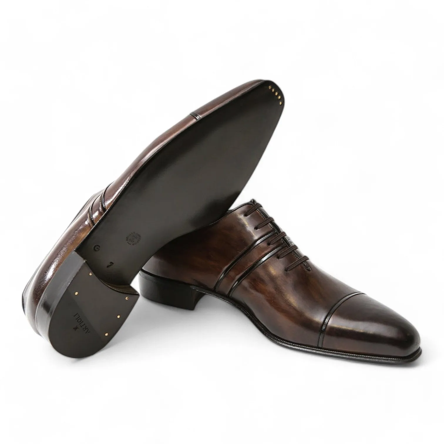 Artioli Luigi Men's Shoes Calf-Skin Leather Cap-Toe Formal Oxfords (ART1019)