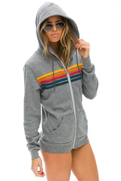 Aviator Nation 5-Stripe Hoodie Heather Grey