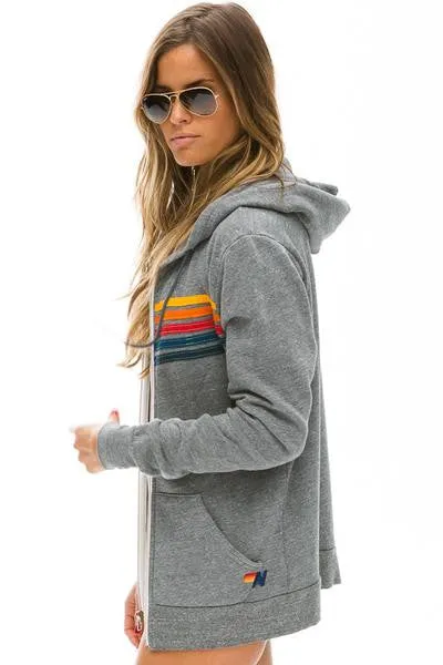 Aviator Nation 5-Stripe Hoodie Heather Grey