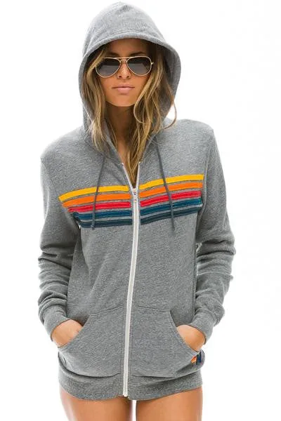 Aviator Nation 5-Stripe Hoodie Heather Grey