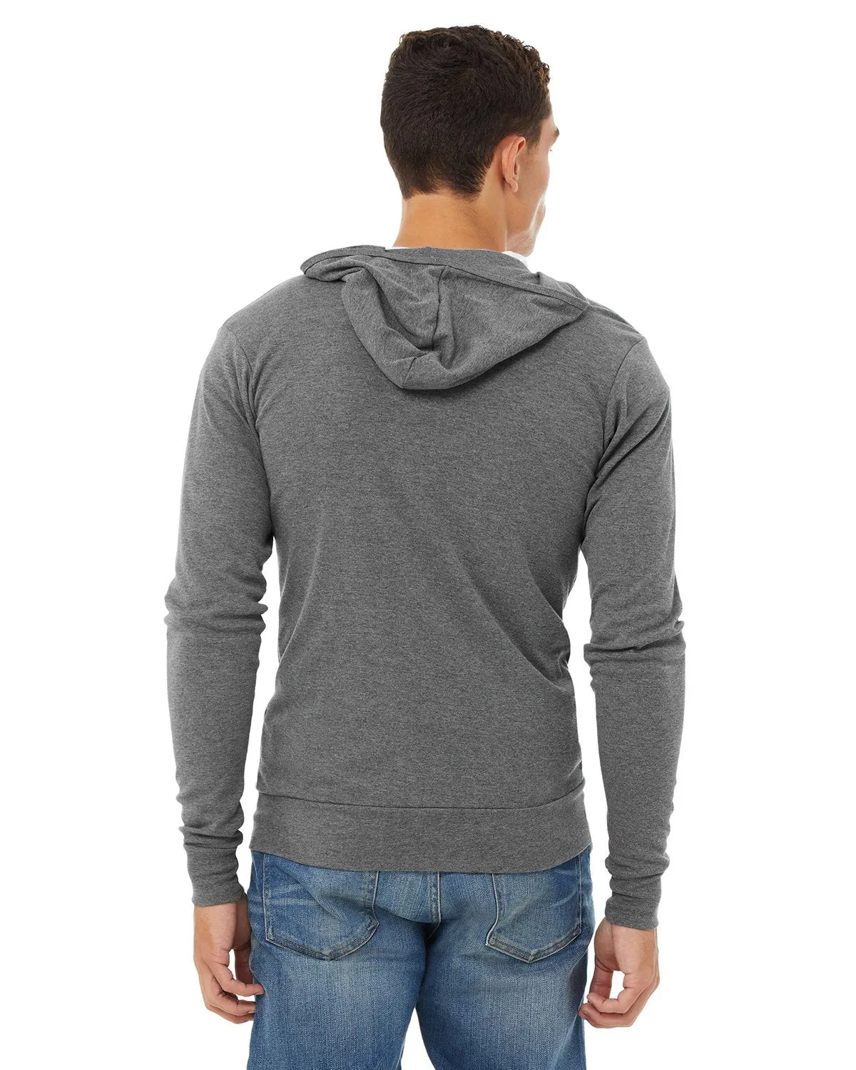 Bella + Canvas Unisex Triblend Full-Zip Lightweight Hoodie 3939 Grey Triblend