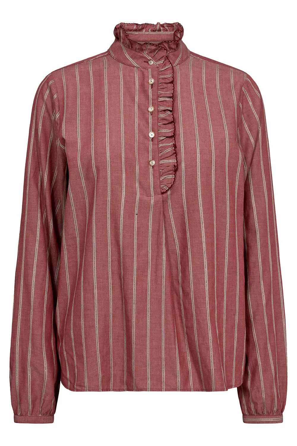 Biles Stripe Blouse  | Garnet | Bluse fra Mos Mosh