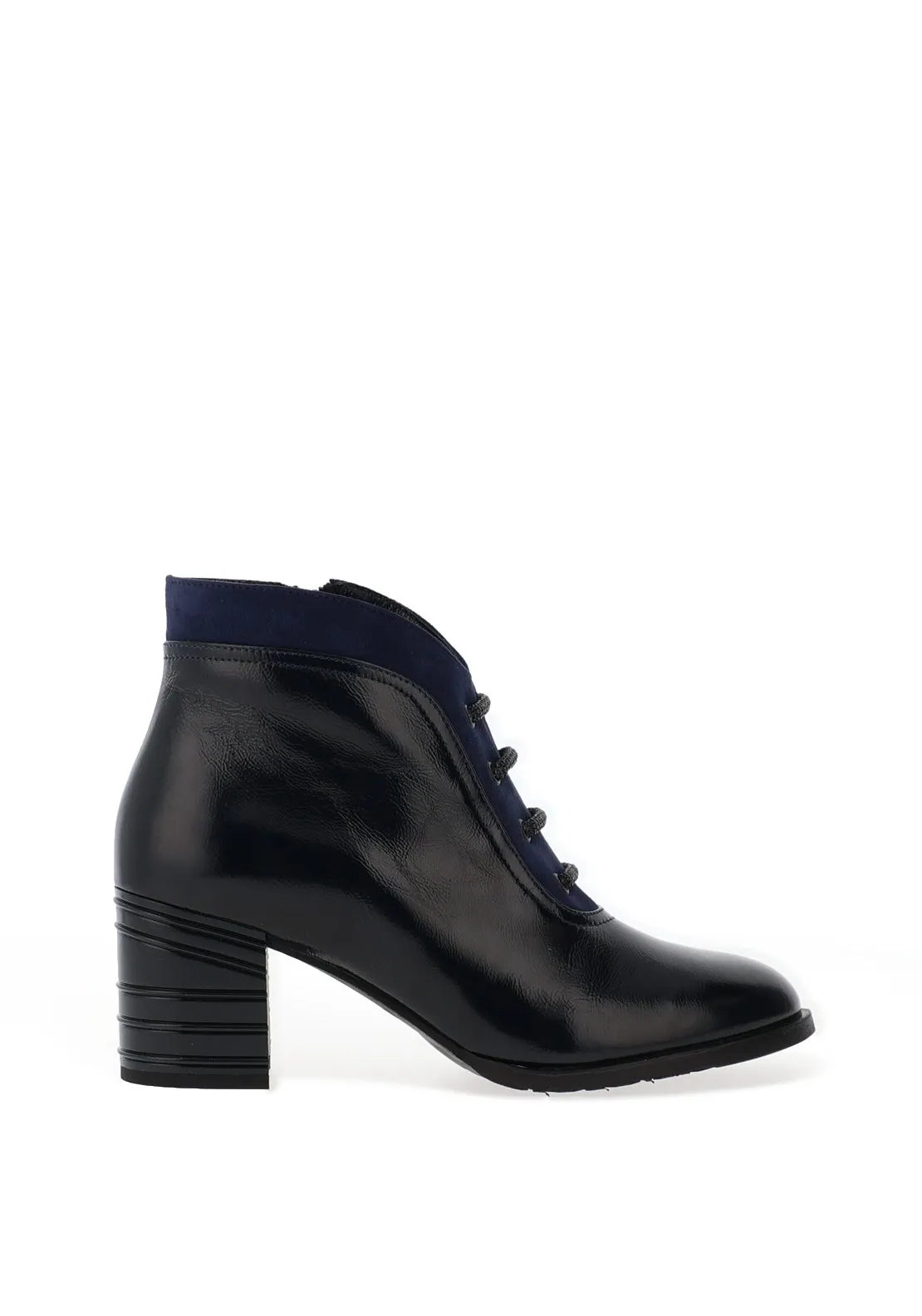 Bioeco By Arka Leather Block Heel Boot, Navy