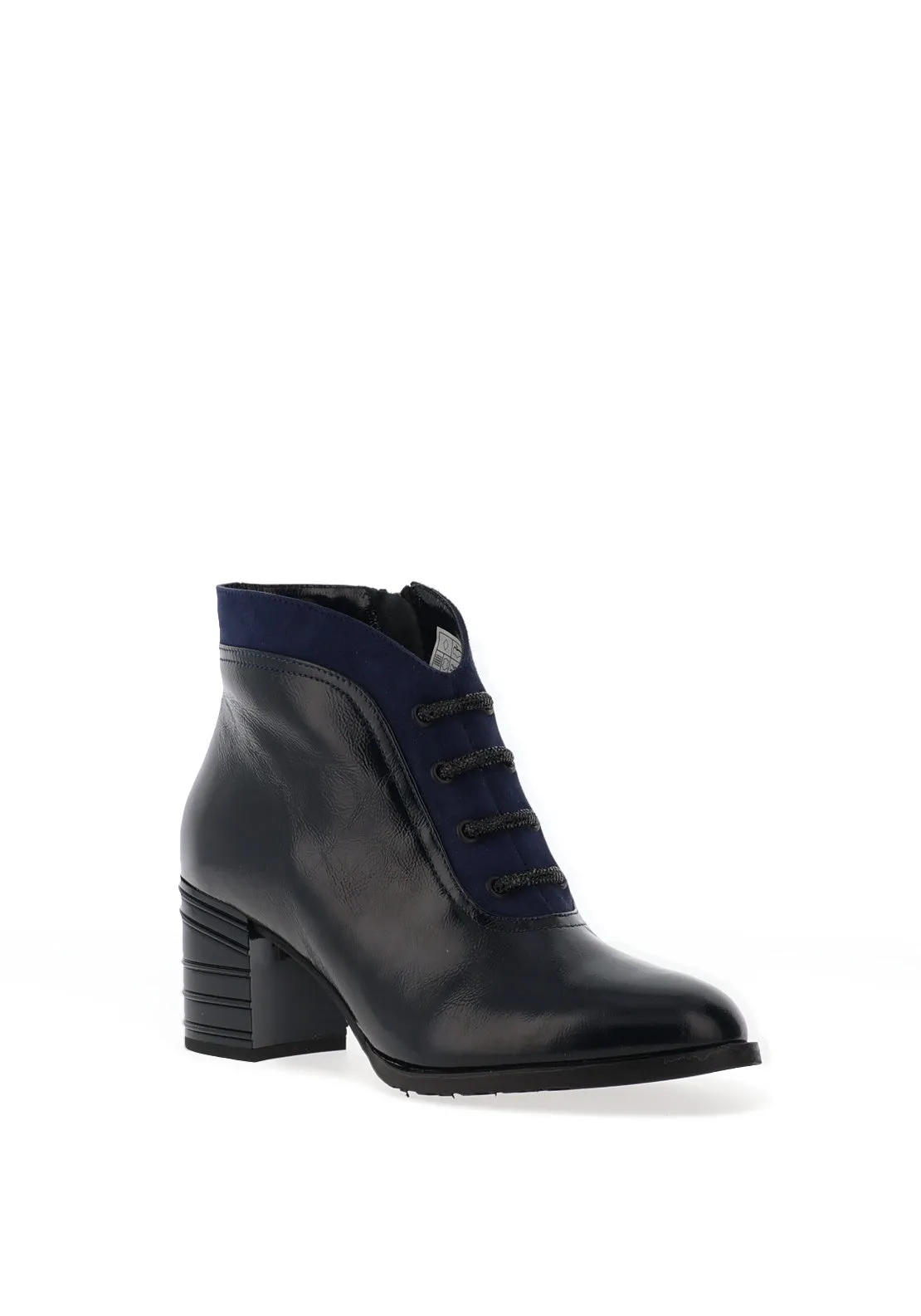 Bioeco By Arka Leather Block Heel Boot, Navy