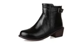 Black Leather Punk Rock Ankle Cosplay Chelsea Boots Shoes