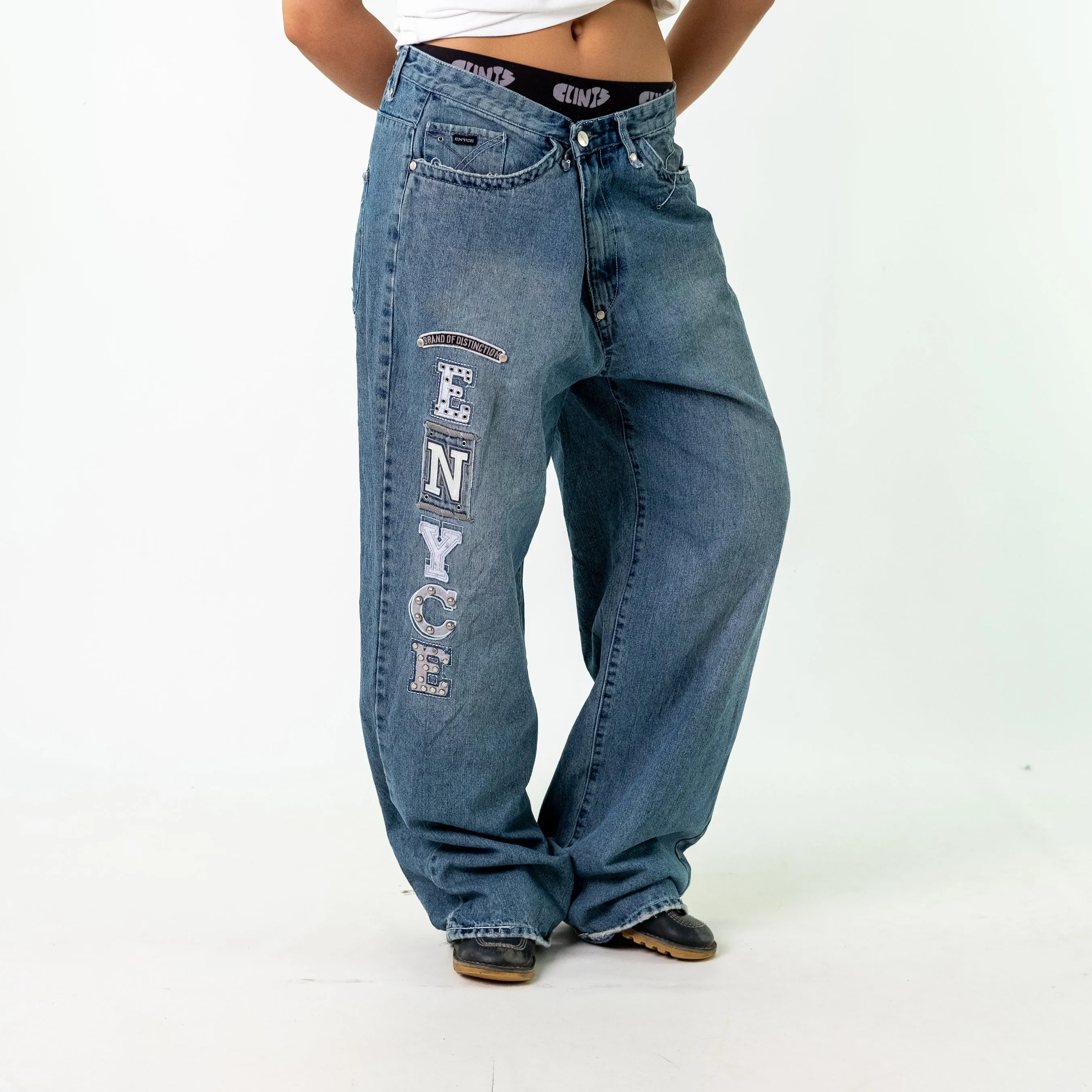 Blue 90s Enyce Denim Hip Hop Jeans Baggy Pants (38)