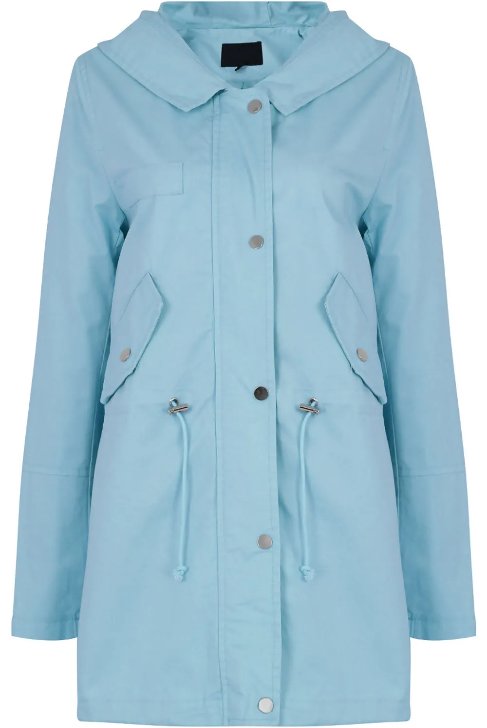 Blue Cotton Hooded Field Coat