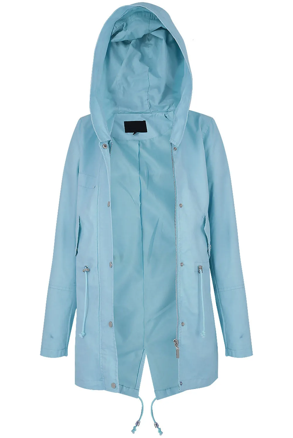 Blue Cotton Hooded Field Coat