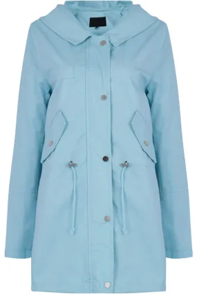 Blue Cotton Hooded Field Coat