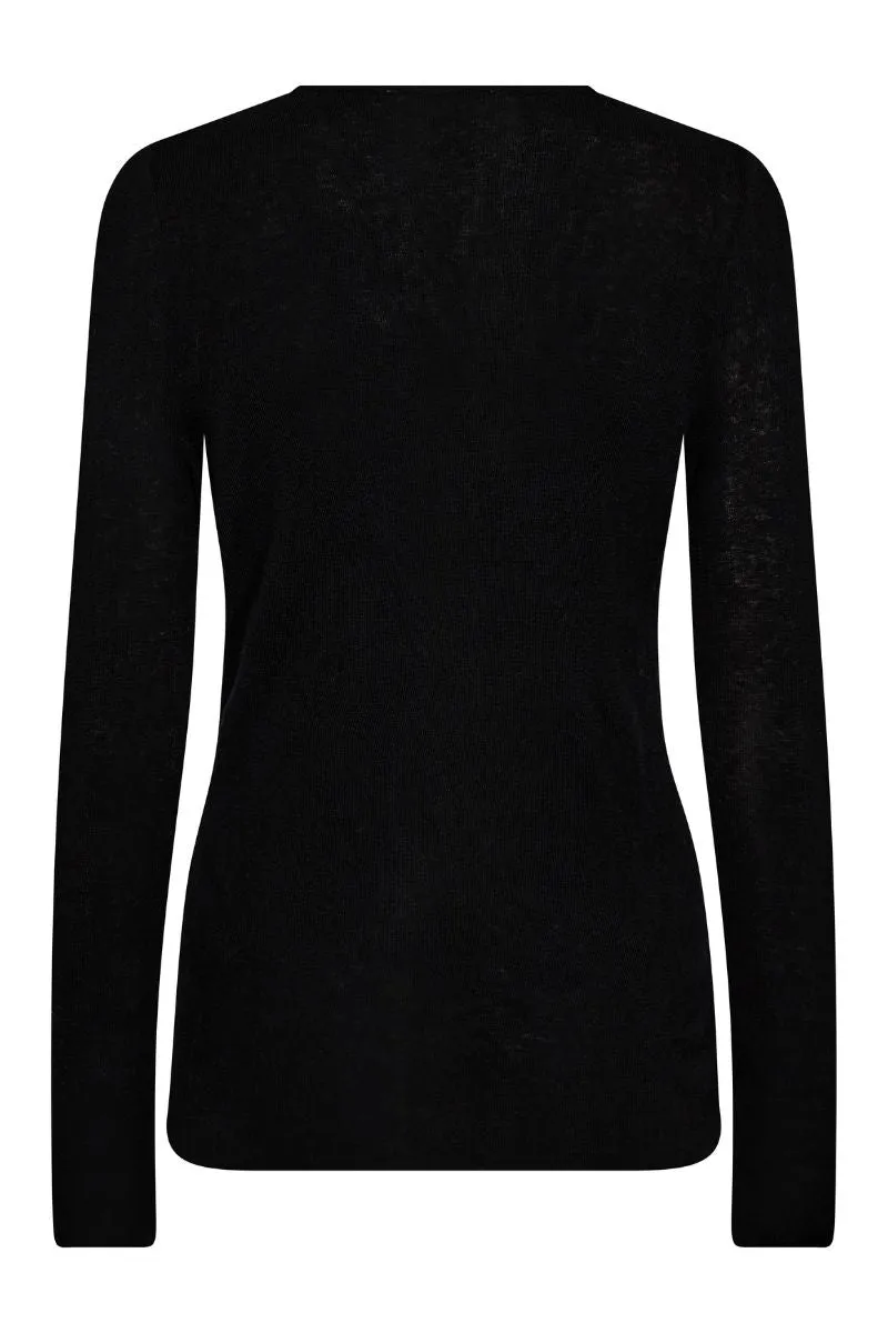 Bouch O-neck Knit  | Black | Strik fra Mos Mosh