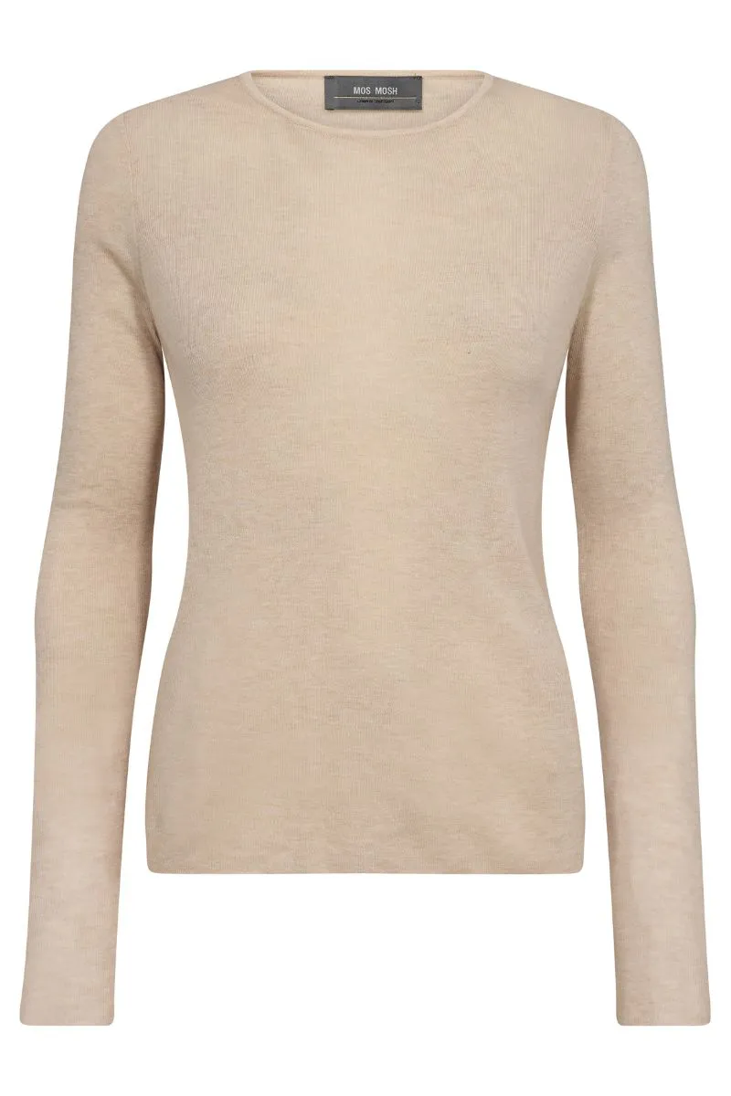 Bouch O-neck Knit  | Cement | Strik fra Mos Mosh