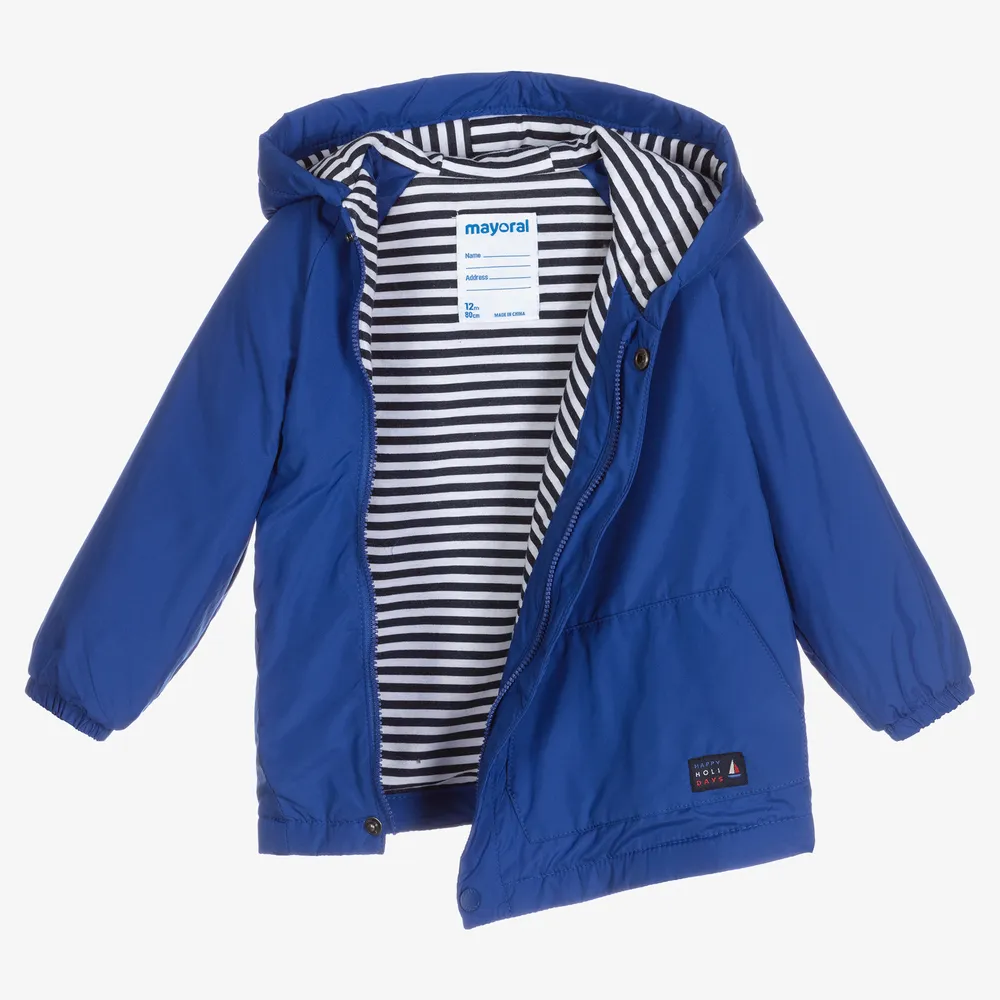 Boys Blue Hooded Coat