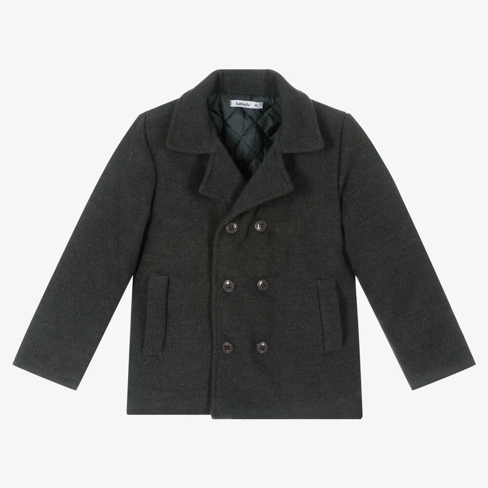 Boys Dark Grey Pea Coat