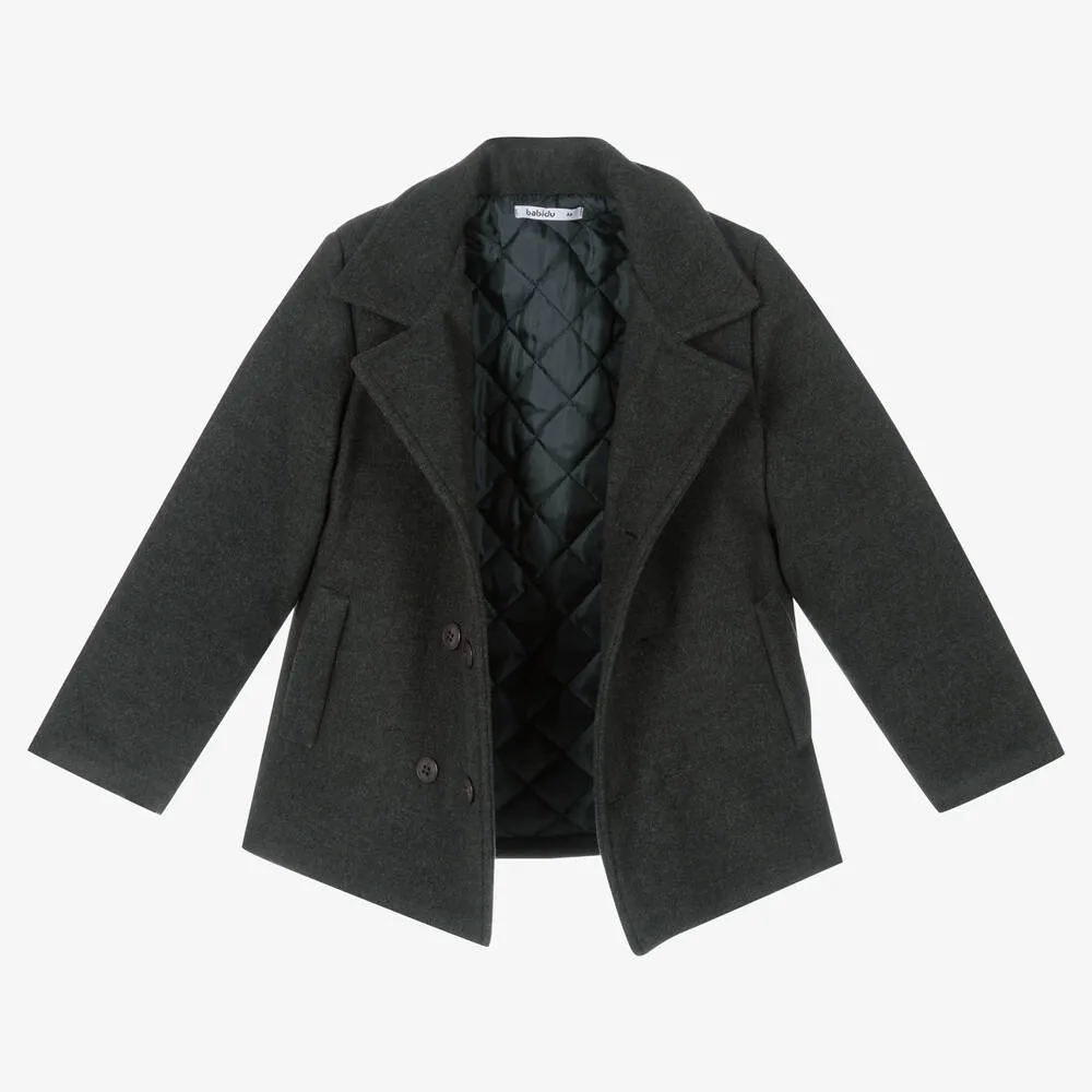 Boys Dark Grey Pea Coat