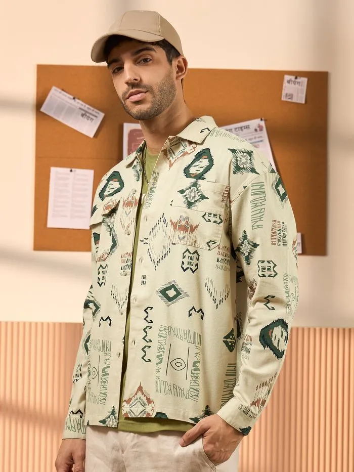 Buy Beige and Green Printed Shirt for Men Online in India -Beyoung