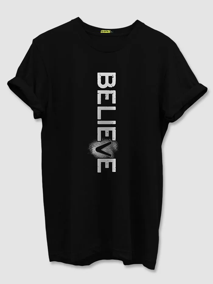 Buy Believe Black T-shirt for Men Online in India -Beyoung