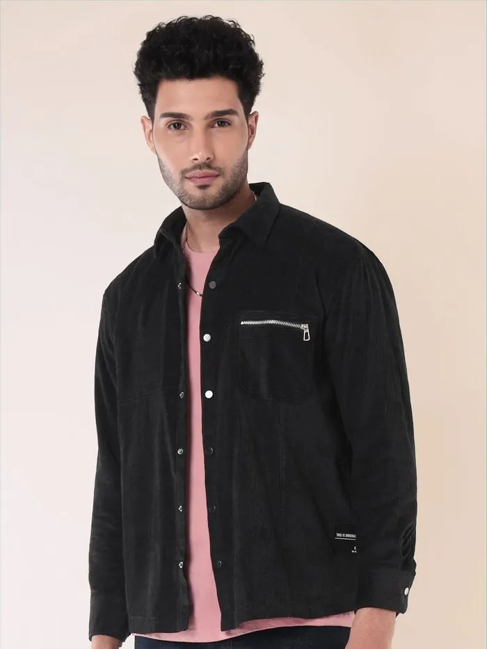 Buy Black Corduroy Overshirt for Men for Men Online in India -Beyoung