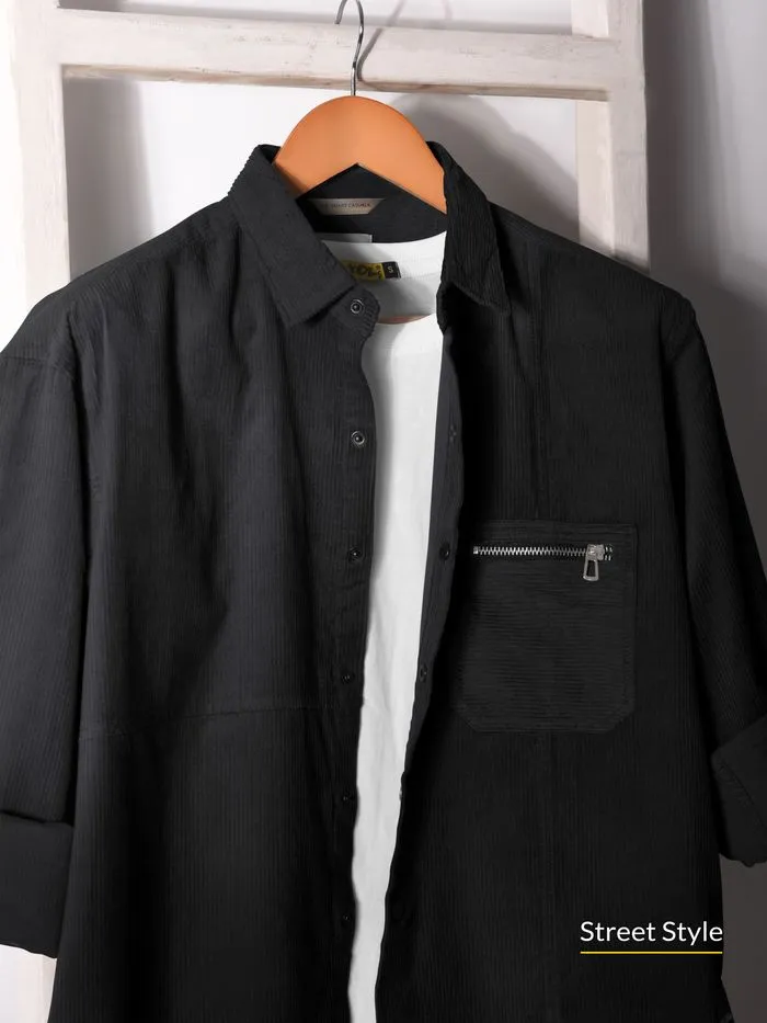 Buy Black Corduroy Overshirt for Men for Men Online in India -Beyoung