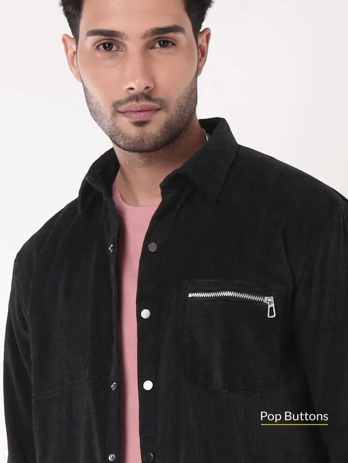 Buy Black Corduroy Overshirt for Men for Men Online in India -Beyoung