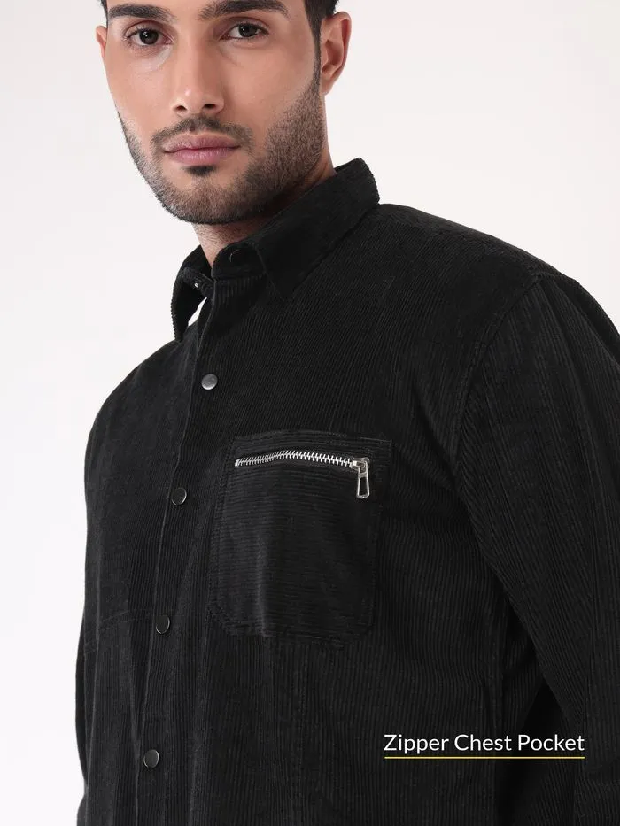 Buy Black Corduroy Overshirt for Men for Men Online in India -Beyoung