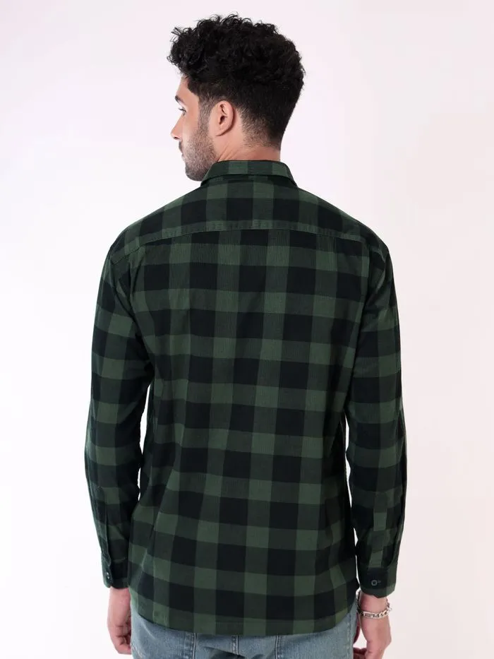 Buy Dark Green Corduroy Checked Shirt for Men for Men Online in India -Beyoung