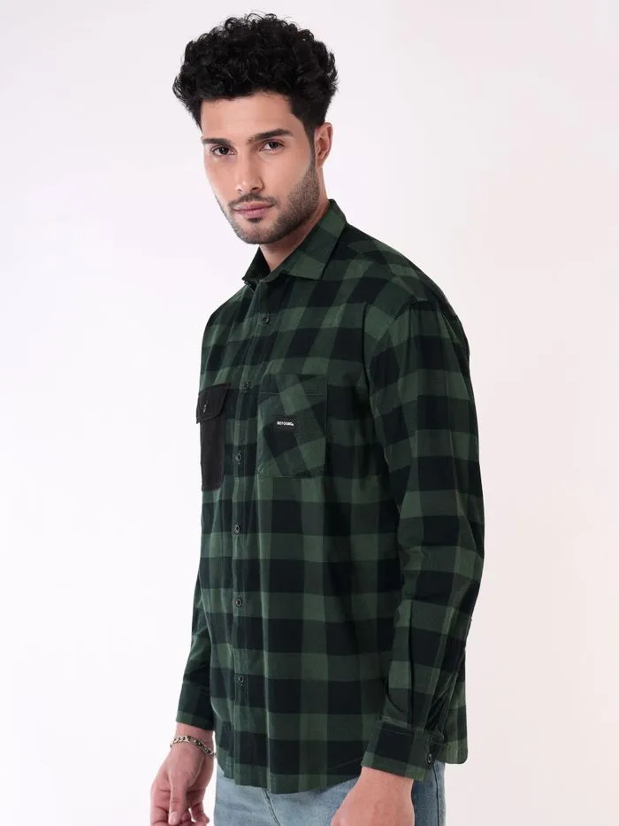 Buy Dark Green Corduroy Checked Shirt for Men for Men Online in India -Beyoung