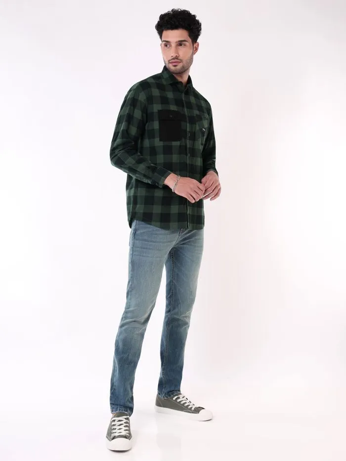 Buy Dark Green Corduroy Checked Shirt for Men for Men Online in India -Beyoung