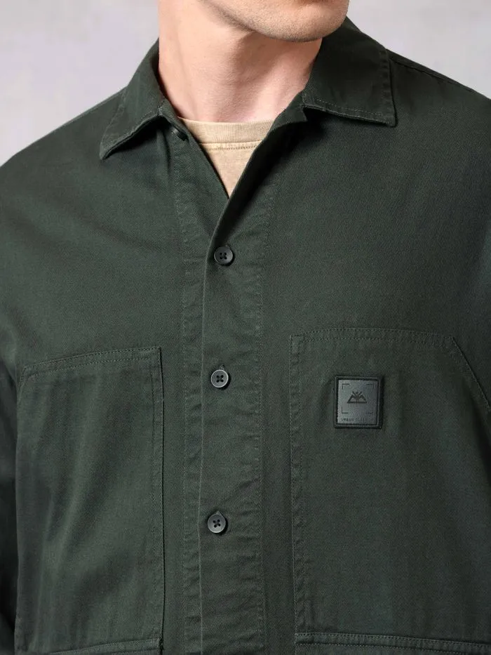 Buy Dark Olive Green Solid Cotton Twill Shirt for Men Online in India -Beyoung