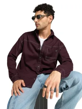 Buy French Wine Contrast Stitch Shirt for Men Online in India -Beyoung