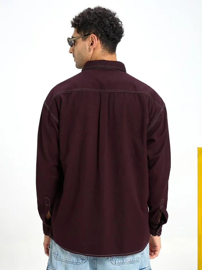 Buy French Wine Contrast Stitch Shirt for Men Online in India -Beyoung