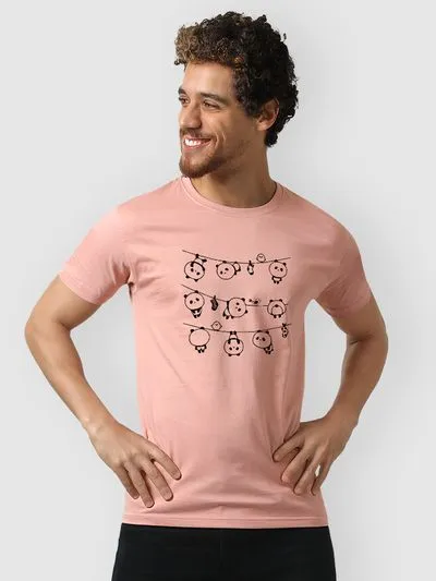 Buy Hanging Panda Pink Color T-shirt for Men Online in India -Beyoung