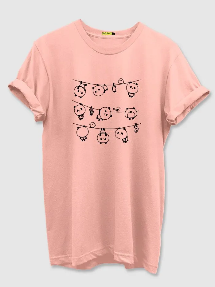 Buy Hanging Panda Pink Color T-shirt for Men Online in India -Beyoung