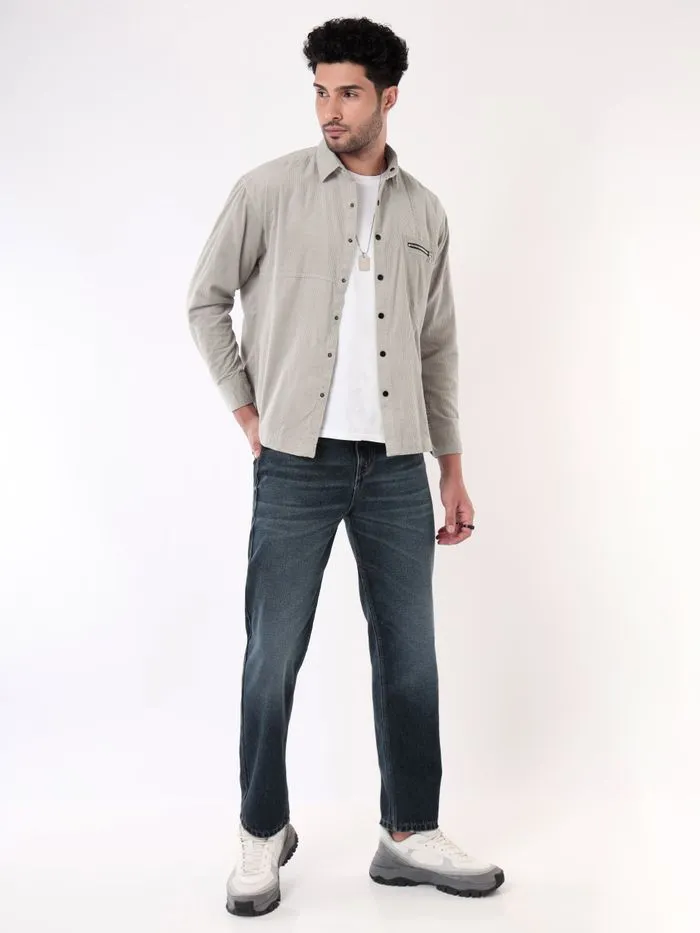 Buy Light Grey Corduroy Overshirt for Men for Men Online in India -Beyoung